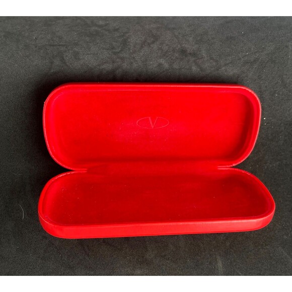 Valentino Cherry Red Eyeglasses Hard Eyeglass Case Leather Clamshell 6\